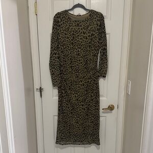 Leopard Print Long Sleeve Dress